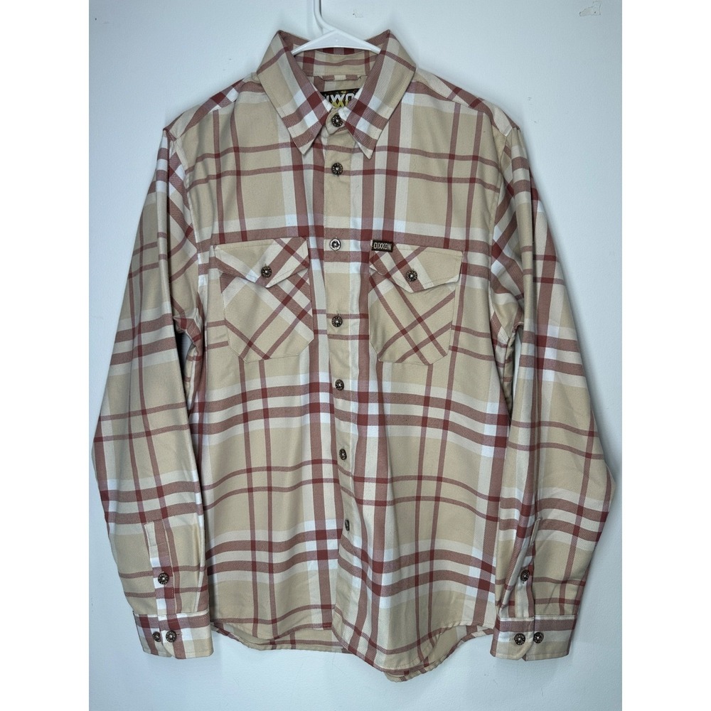 Dixxon‎ Flannel The Burleigh Beige Plaid Long Sleeve Shirt - Medium